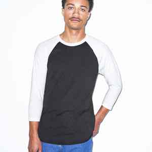 T-shirt Raglan vierge à col rond à manches longues pour hommes t-shirt de baseball à col rond en coton décontracté - Product Image 1