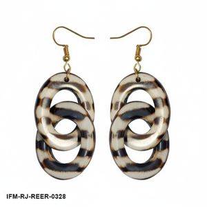 Triple Tiered Organic Resin Pendant - Abstract Geometric Shapes in Earth Tones on Gold Link Chain Gift For Her - Product Image 3