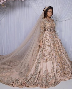 NUEVO DISEÑADOR BORDADO EN HERMOSO VESTIDO CAFTÁN MARROQUÍ CON CUENTAS DE CRISTAL EMBELLECIDAS, HILOS, PERLAS, TRABAJO DABKA @ 2024 - Product Image 1