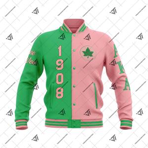 Alpha griego personalizado | Kapa | Alpha AKA Sorority ropa bordada Mujer Colorblock Letterman chaqueta Varsity chaqueta - Product Image 1