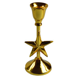 Acabado dorado Chapado en latón El mejor diseño Portavelas Decoración de mesa Soporte de luz en T Metal de aluminio a precio al por mayor - Product Image 5