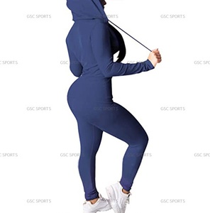 Survêtement décontracté pour femmes, vêtements de jogging attrayants, derniers designs, pull à capuche avec fermeture éclair et pantalon long - Product Image 6