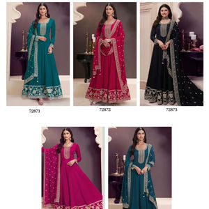 Costume Chi-non Dupatta lourd à fleurs pures pour femmes avec broderie fantaisie pour les fêtes - Product Image 1