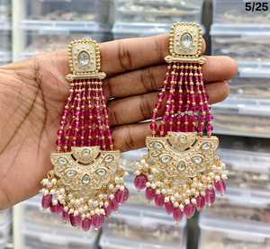 Juego de Joyería de Alta Calidad para Bodas, Estilo Kundan con Incrustaciones de Perlas, Pendientes Largos y Elegantes para Mujeres y Niñas - Product Image 5