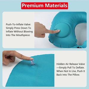 Portable <b>U</b>-<b>Shaped</b> Inflatable Travel <b>Pillow</b> Soft Comfortable Air-Filled for Train Airplane Outdoor with Custom Logo - Product Image 5