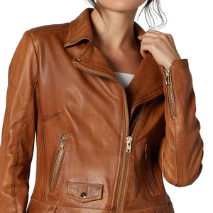 Chaqueta de cuero de manga larga de piel sintética con estilo para mujer, cremallera transpirable, traje de invierno de alta calidad, procesamiento de punto - Product Image 3