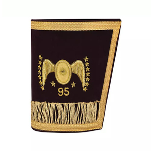 Puños de mano masónicos con trenza plateada, guanteletes de oficiales artesanales, venta al por mayor, puños de Regalia para uniformes ceremoniales Ronpex - Product Image 5