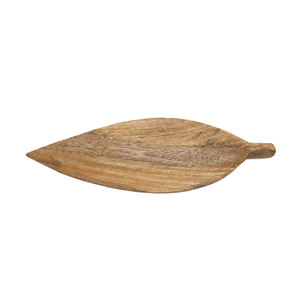 Assiette de service en forme de feuille en bois plateau de finition naturelle et plat pour servir dans des plateaux faits à la main de restaurant personnalisés - Product Image 2