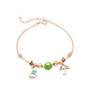 Bracelet à breloques émail lune et clé en gros accessoire à la mode fait à la main bijoux en argent sterling 925 - Product Image 1