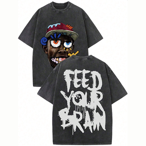 Camiseta de copo de nieve desgastada lavada con estampado Vintage para hombre 100% algodón Jersey 220g serigrafía serigrafiada - Product Image 1