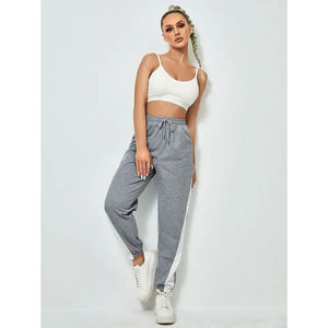 OEM Logo personnalisé Pantalon de survêtement à taille haute et à cordon pour femmes Pantalon en tricot à jambes larges Ourlet fendu Pantalon Baggy de style droit d'hiver - Product Image 5