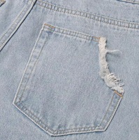Jean en denim personnalisé taille haute coupe droite pour femme 2023 déchiré 100 % coton streetwear pantalon crayon multi-poches avec fermetures éclair