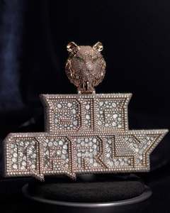 Ensemble de mosaïque personnalisable en argent S925 avec diamants Moissanite VVS, style Hip Hop, avec pendentif et attache personnalisée pour nom et lettre - Product Image 1