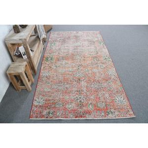 พรมวินเทจขนาด 3.9x7.2 ฟุต พรมตุรกี พรมขนสัตว์สีส้มลายอิคัต - Product Image 1