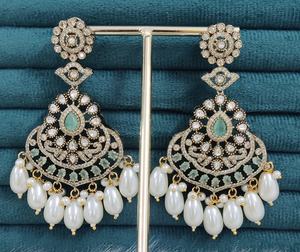 Luxury Premium Quality <b>Earrings</b> For Women Polki <b>Earrings</b> For Party Wear Indian Traditional <b>Dangle</b> <b>Pearl</b> Drop <b>Earrings</b> - Product Image 2