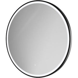 Specchio da Parete LED Rotondo Nero da 80cm, Specchio da Bagno Moderno di Lusso con Interruttore Touch IP44 per Uso in Soggiorno - Product Image 1