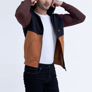 Top Trending invierno ligero hombres Zip-Up bloqueado Sudadera con capucha al por mayor logotipo personalizado impresión algodón transpirable secado rápido cremallera - Product Image 3