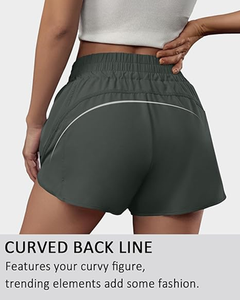 กางเกงกีฬาขาสั้นสตรี กางเกงวิ่งลายปลาโลมา มีกระเป๋า - Product Image 5