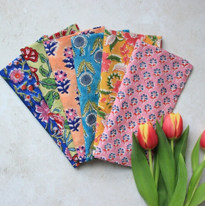 Servilletas personalizadas de tela de algodón de 100 por ciento de colores de otoño, servilletas de comedor hechas a mano bordadas a mano florales surtidas - Product Image 1