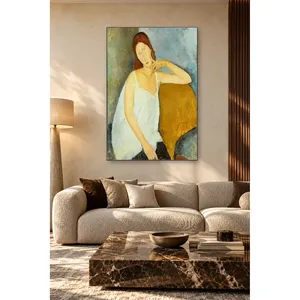 Fida Modigliani Portrait assis de Jeanne Hbuterne en robe blanche Impression sur toile - Product Image 5