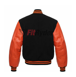 Chaqueta universitaria con mangas de cuero genuino y cuerpo de mezcla de lana | Estilo clásico de Letterman | Chaqueta universitaria de béisbol - Product Image 5