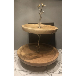 Top Quality Acacia Wood Song Bird Cheese <b>Stand</b> 2 Tier Cake Serving <b>Stand</b> For Wedding Parties Tabletop <b>Cupcake</b> Cake <b>Stand</b> - Product Image 6