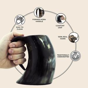 Taza para beber auténtica de cuerno de buey de búfalo pulido 100%, la mejor calidad, Vikingo, náutico, diseño único de animales indios, artesanías naturales - Product Image 6