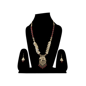 Maroon Oxidised Brass Jewelry Samosa Elephant Design with <b>Garnet</b> Stone for Party Occasions - Product Image 2