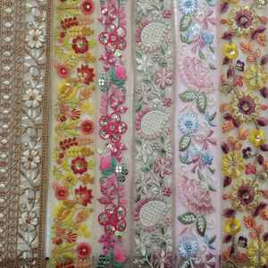 Lacets de travail en fil brodé sur mesure avec des options multicolores en broderie de paillettes de 1.5 pouces. - Product Image 2