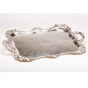 Modern Silver Metal Serving <b>Tray</b> Perfect for Elegant Table Settings and Serving Snacks or <b>Drinks</b> - Product Image 5