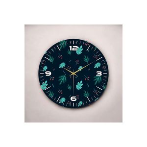 Horloge murale de Table en bois à motif de feuilles et de fleurs colorées 50cm cadeau de numéro silencieux pour la décoration de la maison ou du bureau - Product Image 1