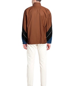 Veste coupe-vent à blocs de couleur zippée pour homme, en nylon tissé sur mesure par le fabricant, pour le streetwear, la course à pied et les sports de plein air - Product Image 2