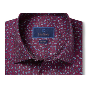 Camicia Formale David Donahue Taglia 16 in Popeline con Motivo Paisley Mini, Antipiega per la Stagione Primaverile - Product Image 2