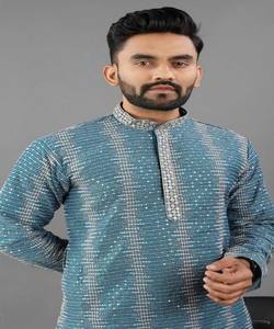 DERNIÈRE SÉQUENCE DE BRODERIE IMPORTÉE TRAVAIL KURTA PAYJAMA VÊTEMENT DE MARIAGE PRIX DE GROS VÊTEMENT ETHNIQUE - Product Image 2