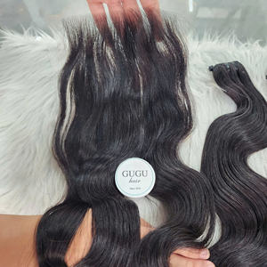 100% Virgin Vietnamese Raw Hair Machine Double Weft Bundles HD <b>Lace</b> <b>Closure</b> Natural Color Body Wave Style - Product Image 2