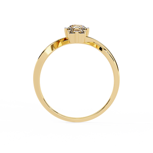Bague personnalisée à trois pierres en diamant de laboratoire taille brillant rond, en or pur 14K, avec bande croisée, pour tenue de mariée, bagues de mariage et de fiançailles - Product Image 5