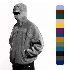 Sudadera con Capucha Extra Grande para Hombre con Logotipo Personalizado, de Alta Calidad, Lavada al Ácido, con Capucha y Máscara, Sudaderas con Capucha Lavadas al Ácido para Hombre - Product Image 4