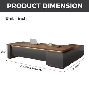 Bureau de direction en forme de L avec poste informatique intégré en bois MDF pour chambre et bureau DESK-0011 - Product Image 4