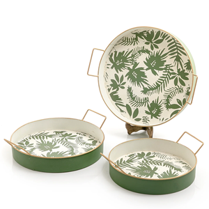 Plateau de service en métal lot de 3 plateau de serveur de nourriture de petit déjeuner plateau en métal décoratif de qualité standard pour finition brillante d'hôtel de Barware - Product Image 1