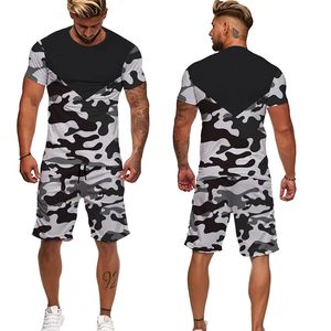 Top vente été décontracté hommes Shorts survêtement ensemble sublimé Shorts 2 pièces tenues ensembles entraînement Camouflage Jogging costumes - Product Image 4