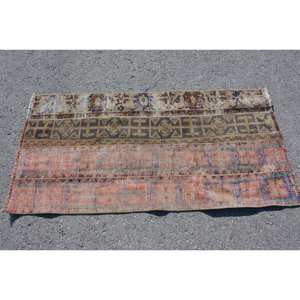 Alfombra Turca Clásica Marrón Beige de 2.3x4.7 pies, Vintage, de Lana Ecológica, Tradicional, con Diseño de Patchwork, Rectangular, con Base de Látex y Pelo Suave - Product Image 3