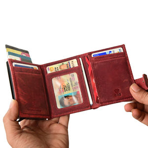Porte-cartes en cuir véritable avec motif rayé - Product Image 2