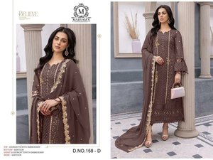 Motif de manches fantaisie Style islamique Design traditionnel Wedding & Party Wear Thread Work Georgette Salwar Suit - Product Image 2