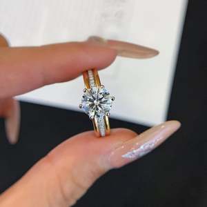 1.70tcw IGI Certified Round Lab <b>Diamond</b> <b>Ring</b> Yellow Gold Band with White Gold Prongs - Product Image 6