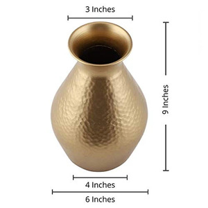 Brass Finished Rough Hammered Flower <b>Vase</b> in Two Sizes Made in Sheet Aluminium Home Decor Flower <b>Vase</b> Metal <b>Vase</b> - Product Image 2