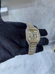 Nueva Llegada VVS Moissanite Diamante Esfera Romana Tono Amarillo Mecánico Automático Iced Out Hip Hop Reloj de Lujo de Moda Personalizada - Product Image 4