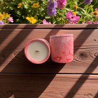 Grand pot à bougie en marbre rouge rose de qualité supérieure, fait main, imperméable, flammé, réutilisable, pour la maison et la villa