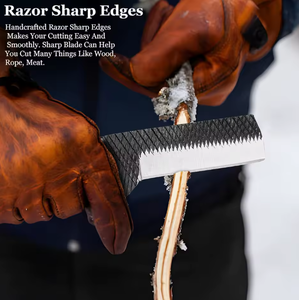 Couteau de survie à lame pleine en acier Damas, 8 pouces, fourreau en cuir, robuste, couteau de camping, personnalisable OEM/ODM - Product Image 4