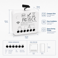 Module de relais intelligent WiFi RF433 AC85-240V avec télécommande sans fil et minuterie via application pour éclairage, ventilateurs et appareils électriques CE
