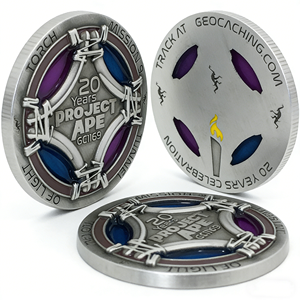 Moneda de desafío de geocaching personalizada, esmaltada translúcida, acabado antiguo, insignia de recuerdo rastreable - Product Image 5